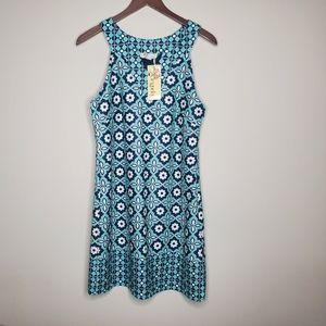 Womens-Aryeh Size SMALL Sleeveless Sun Dress Teal/Blue Floral Pattern NWT‎